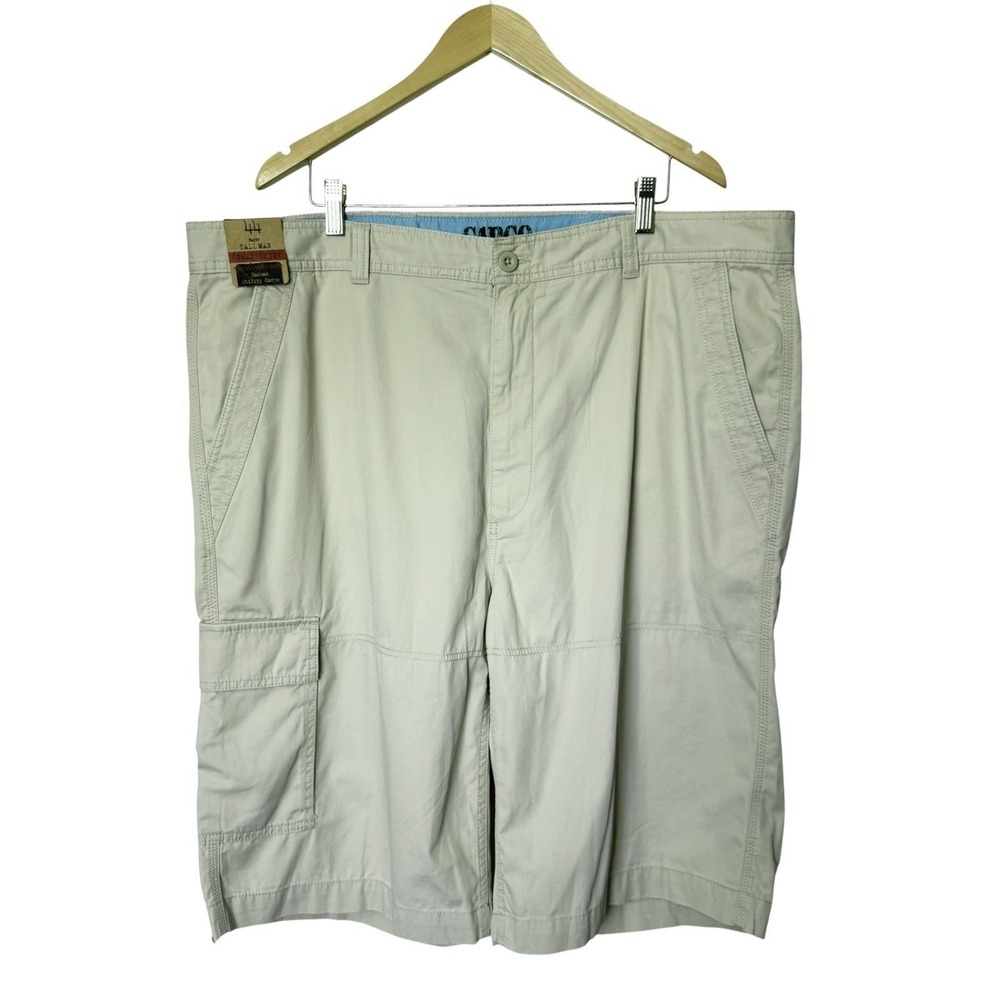 Roundtree & Yorke Washed Utility Cargo Shorts Size 44 Tall Straight Fit Beige